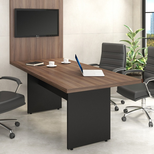 Imagem 2 de 7 de Mesa De Reunião Escritório 2.40x90 Com Painel Tv Linha 40 Mm
