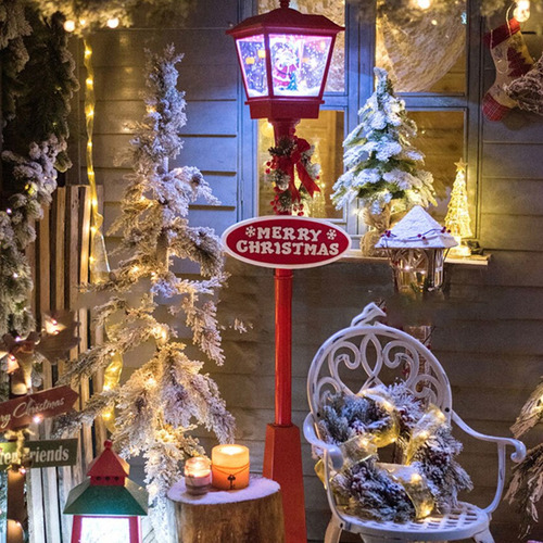 (a-50)led Lighted Christmas Street Lamp Cute Santa