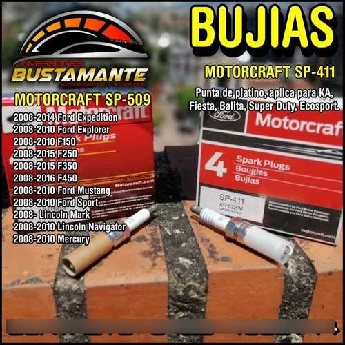 Bujias Motorcraft Punta De Platino Sp-509 Y Sp-411