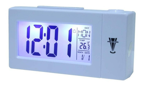 Relógio Projetor De Teto Com Despertador Digital 618 Branco