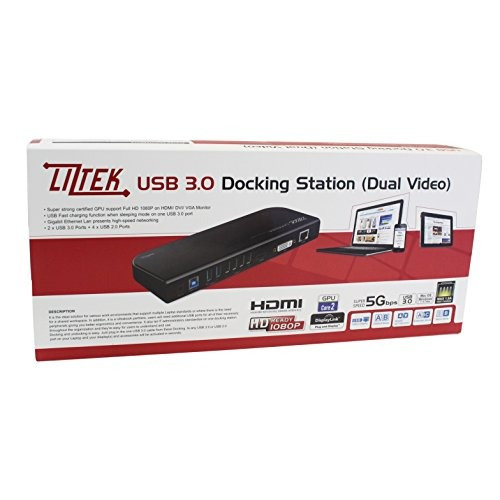 Liztek USB 3.0 Universal Docking Station for Laptop Ultrabook and PCs Dual Monitor