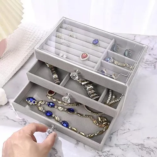 Alhajero Elegante Y Vintage De Alta Calidad, Caja Para Joyas Gris - Beige O Rosado