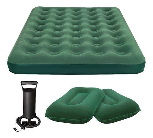 Imagen 3 de 3 de Colchon Inflable 2 Plazas Reforzado + Inflador +parche Refor