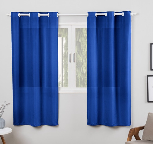 Cortina Lisa Microfibra Para Sala Ou Quarto 3,00m X 2,20m Cor Azul Royal