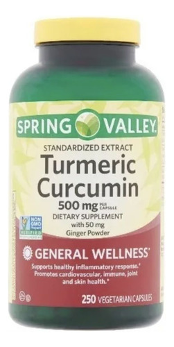 Tumeric Curcumim Spring Valley 500mg Importado 250 Capsulas