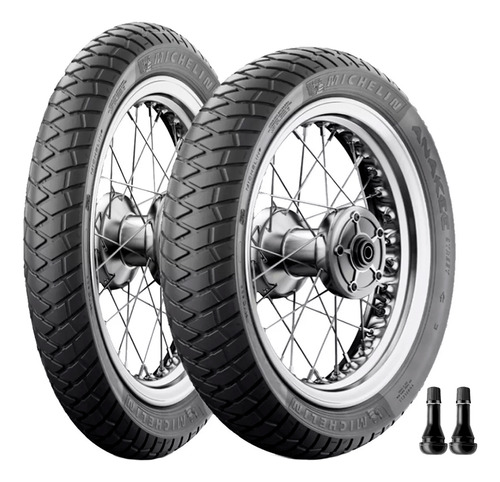 Kit Michelin 90/90-21 + 120/80-18 Anakee Street F + Válvula