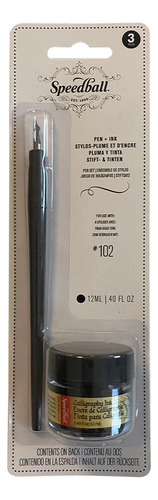 Kit De Plumillas Y Tinta Negra 102 - 12 Ml - Speedball