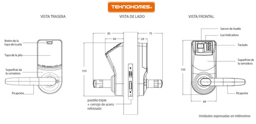 Cerradura Digital Biometrica Tekno Easy Plus Cc Huella Clave