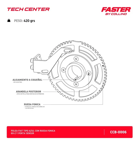 Polea Collino R Fonica 60-2 Para Fiat Azul Port Sensor