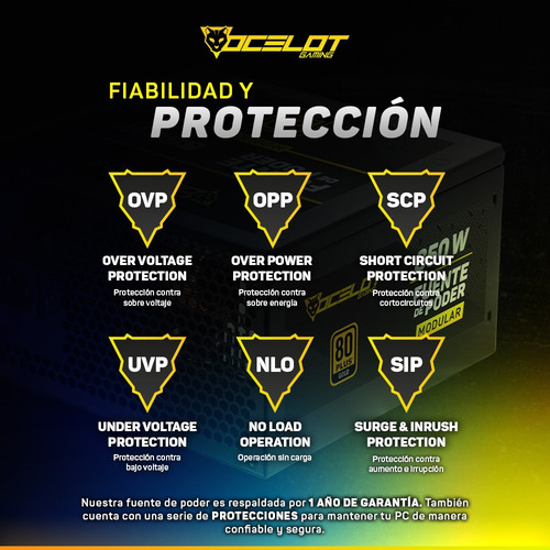 Fuente De Poder Ops850 Ocelot Atx 850w Modular 80+ Gold