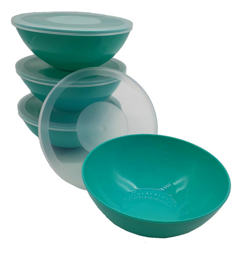 10 Potes Redondo Com Tampa Marmita Sobremesa 600 Ml Verde