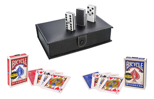 Domino Rombos Plata + Baraja Bicycle Standard Azul Y Roja