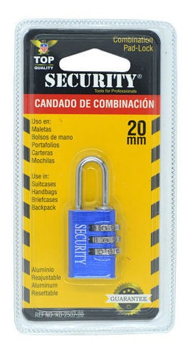 Candado De Combinación 20mm Security 3 Dígitos De Seguridad 