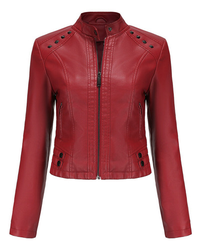 Chamarras De Piel Sintética Rivet Moto Slim Fit Para Mujer