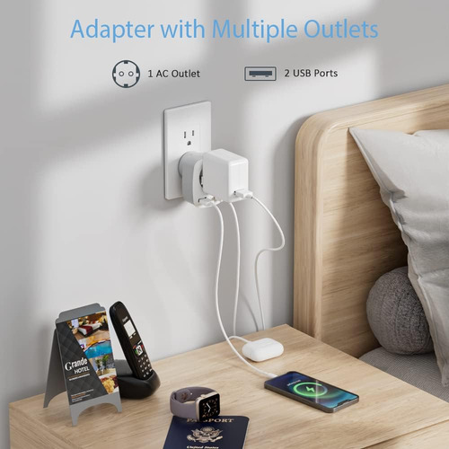 Adaptador De Enchufe De Europa A Estados Unidos Con Toma De
