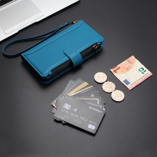 Funda Tipo Cartera De Piel Con Cierre De 9 Ranuras Para Huawei Nova Y70/y90, 6 Colores, Función Atril, Desmontable, Correa De Muñeca