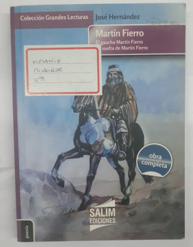 Martin Fierro Jose Hernandez Salim Ediciones (Usado)