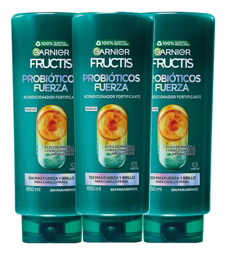 Acondicionador Probióticos Fuerza 650 Ml Pack X3 - Garnier