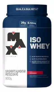 Suplemento em pó Max Titanium ISO Whey proteínas ISO Whey sabor morango em pote de 900g