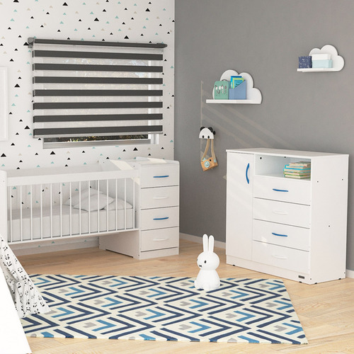 Imagen 6 de 11 de Combo Dormitorio Bebé Cuna Funcional Serie 5 + Cómoda Blanca