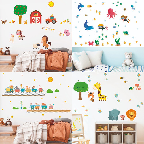 Vinilos Decorativos Infantil Animales Nordico Safari Granja