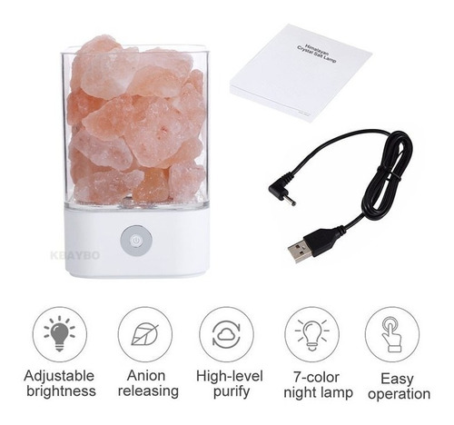 Imagen 4 de 4 de Lámpara De Sal Led Himalaya Usb 7 Colores