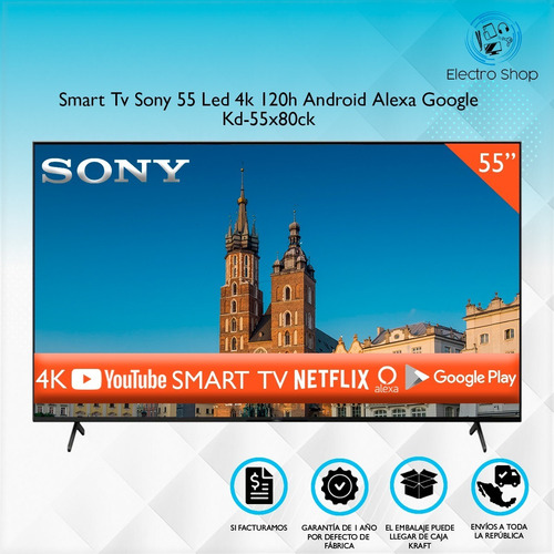 Smart Tv Sony 55 Led 4k 120h Android Alexa Google Kd-55x80ck