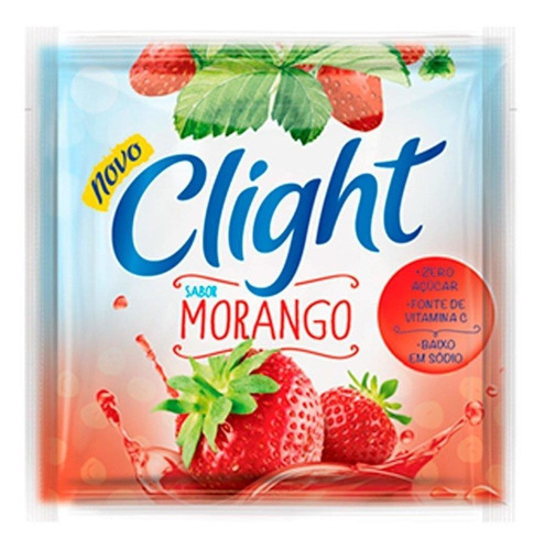Refresco Em Pó Clight Morango 8g - Embalagem Com 15 Unidades
