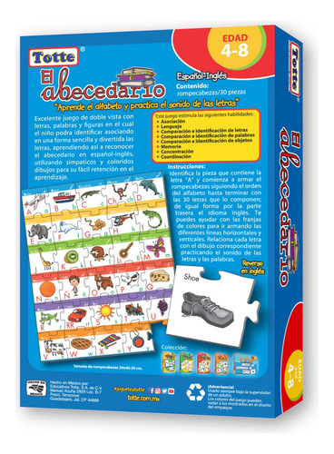 Abecedario Totte Aprende Las Letras Iniciando En La Lectura Piezas Autocorregibles Didácticamente Divertido