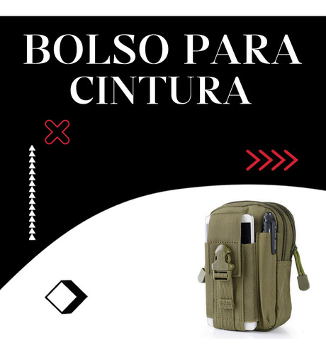 Bolso Canguro Táctico Cinturón Molle Celular Pouch Cintura Verde