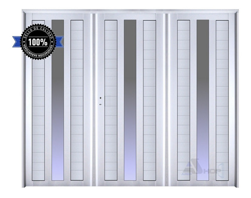 Porton Aluminio 240x200 M518 Vidrio Vertical Abershop