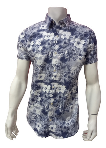 Camisa Floreada Azul Para Caballero