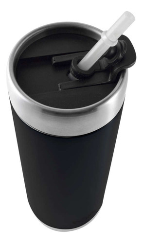 Termo Wallis de acero inoxidable, capacidad de 600 ml, negro metálico