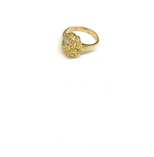 Anillo Flor Oro18k Zirconia Rusa 3,4grs N13 A0673