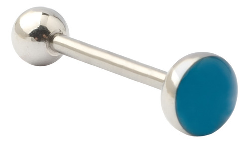 Aro Lengua Piercing Acero Quirurgico Y Media Bola Acrilico Color Turquesa