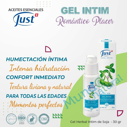 Imagen 2 de 6 de Gel Intim De Soja Humectante 30gr Swiss Just Original