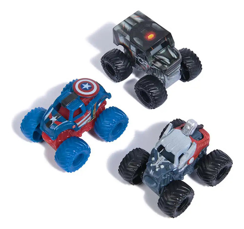 Monster Jam Pack Minix3 Vehiculo Escala 1:87 Edicion Marvel Thor-black Panther-iron Man