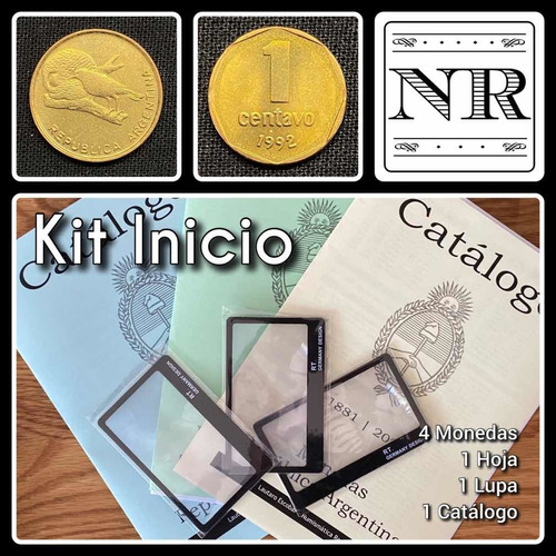 Kit Inició - Catálogo + Hoja + Lupa + 4 Monedas Unc