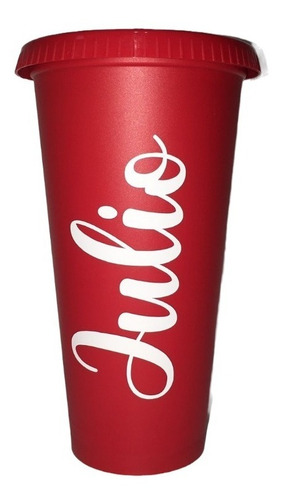 50 Vasos Reusables Con Tapa Y Popote Personalizados Nombre