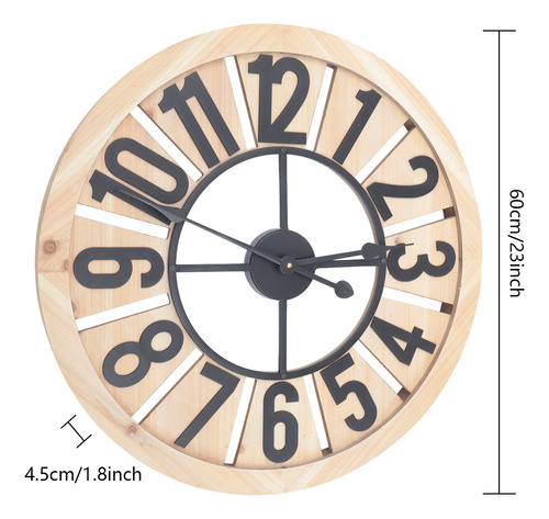 Reloj De Pared Decorativo De Madera De 24