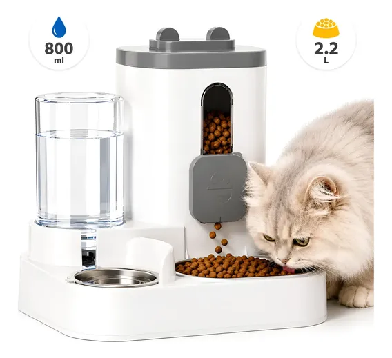 Comedouro E Bebedouro Automático Duplo Para Cães E Gatos 110/220 Cinza