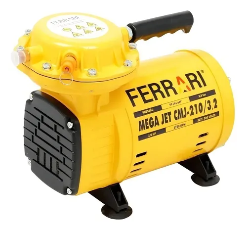 Compressor De Ar Direto Mega Jet CMJ-210 Ferrari cor amarelo