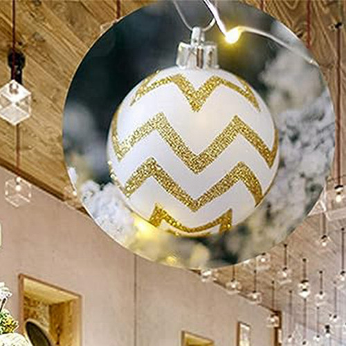 30 Peças De Bolas De Natal, 60 Mm Pintadas De Ouro E Branco,