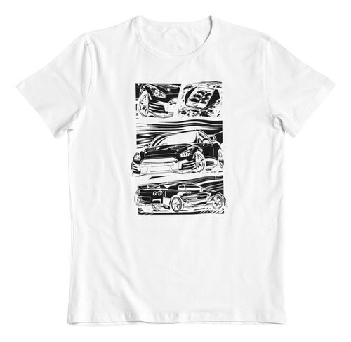 Polera Blanca Algodon Nissan Gtr R35 Ilustracion Auto Car 