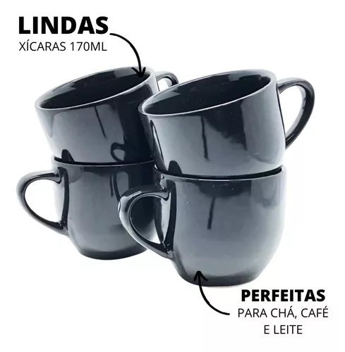 Jogo de Café Chá Completo Cerâmica Poá Preto Kit 11 Peças em Promoção na  Americanas