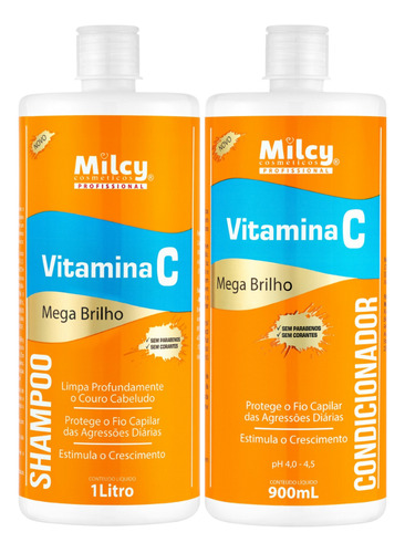  Kit Shampoo E Condicionador Vitamina C Milcy Hidratação