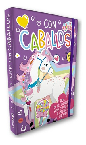 *  A Jugar Con Caballos * Bloc Colorear Lapices Stickers 