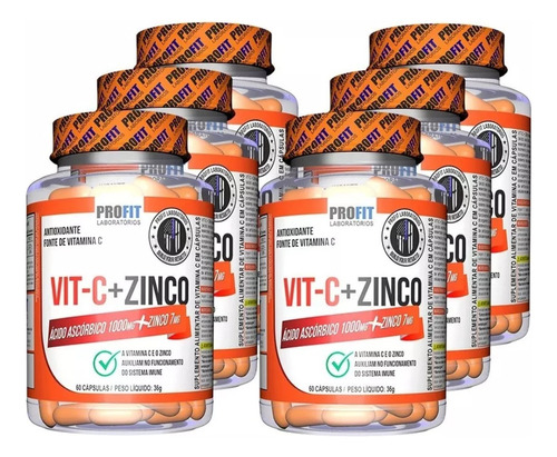 Kit Vitamina C 1000mg + Zinco 7mg - Profit Labs Sabor Sem Sabor