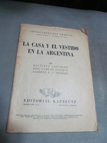 Libro Conocimientos Básicos La Casa Y El Vestido En La Argen