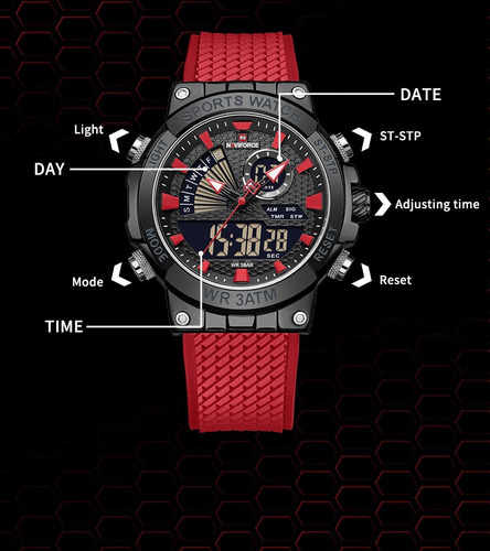Reloj Naviforce Alarma- Cronometró -hora Digitales Silver